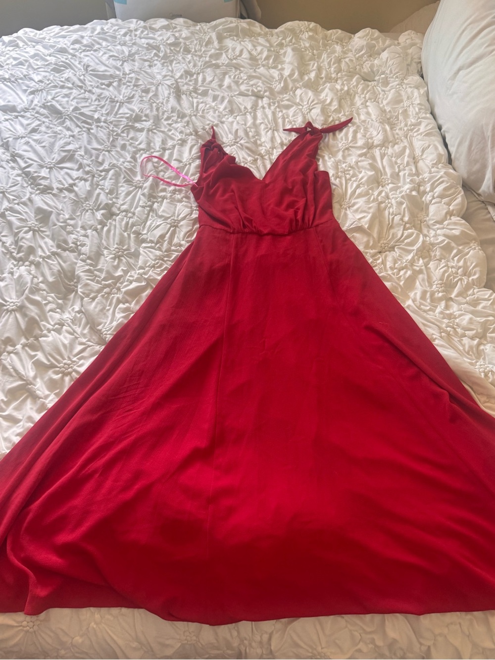 Betsey Johnson Red V-Neck Maxi Dress with Tie Straps - Picture 1 of 5
